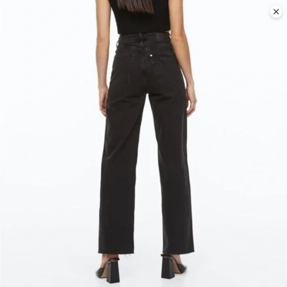 H&M &Denim Ultra High Waist Black Straight-Leg Jeans - Picture 3 of 16